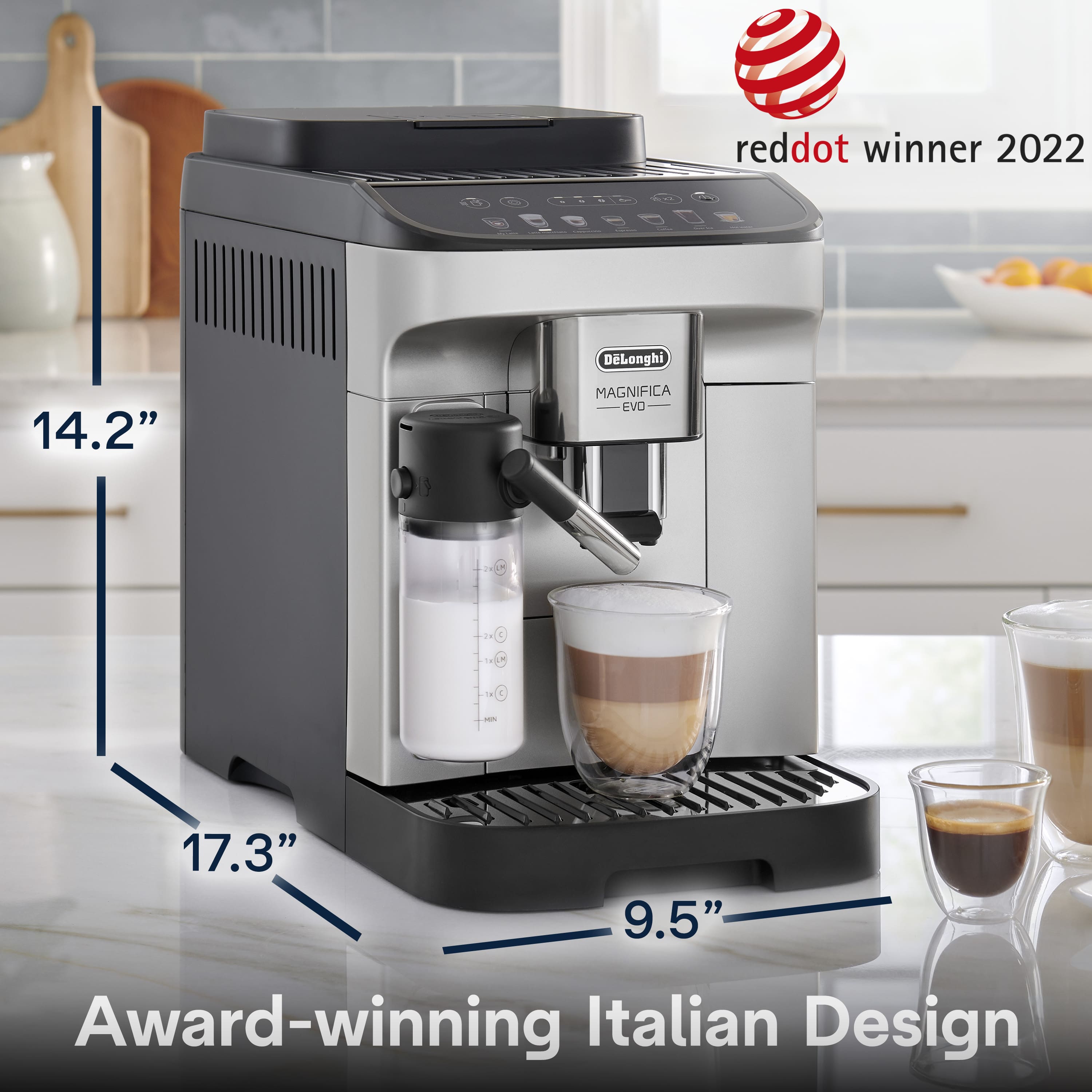 De'Longhi - Magnifica Evo Espresso Machine with Automatic Milk Frother for Hot and Iced Lattes, Coffee and More - Silver